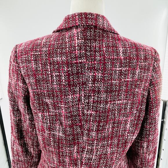 Mossimo Pink White Tweed Classic Colorful Notched Collar Button Jacket Blazer L - Picture 7 of 11
